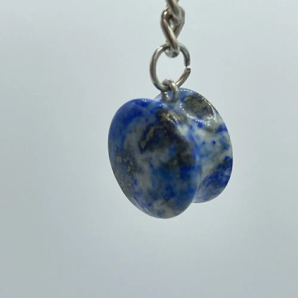 Lapis Lazuli yo-yo circle keychain key ring pendant chain NEW hand crafted seren